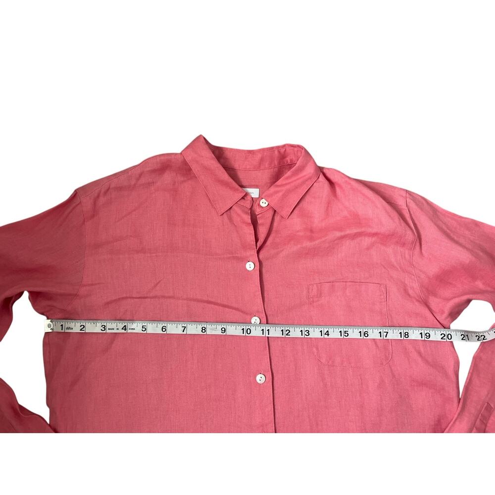 J. Jill Linen Shirt Button Collar Pink Boho Lagenlook Cottagecore Minimalist XS - Picture 10 of 12